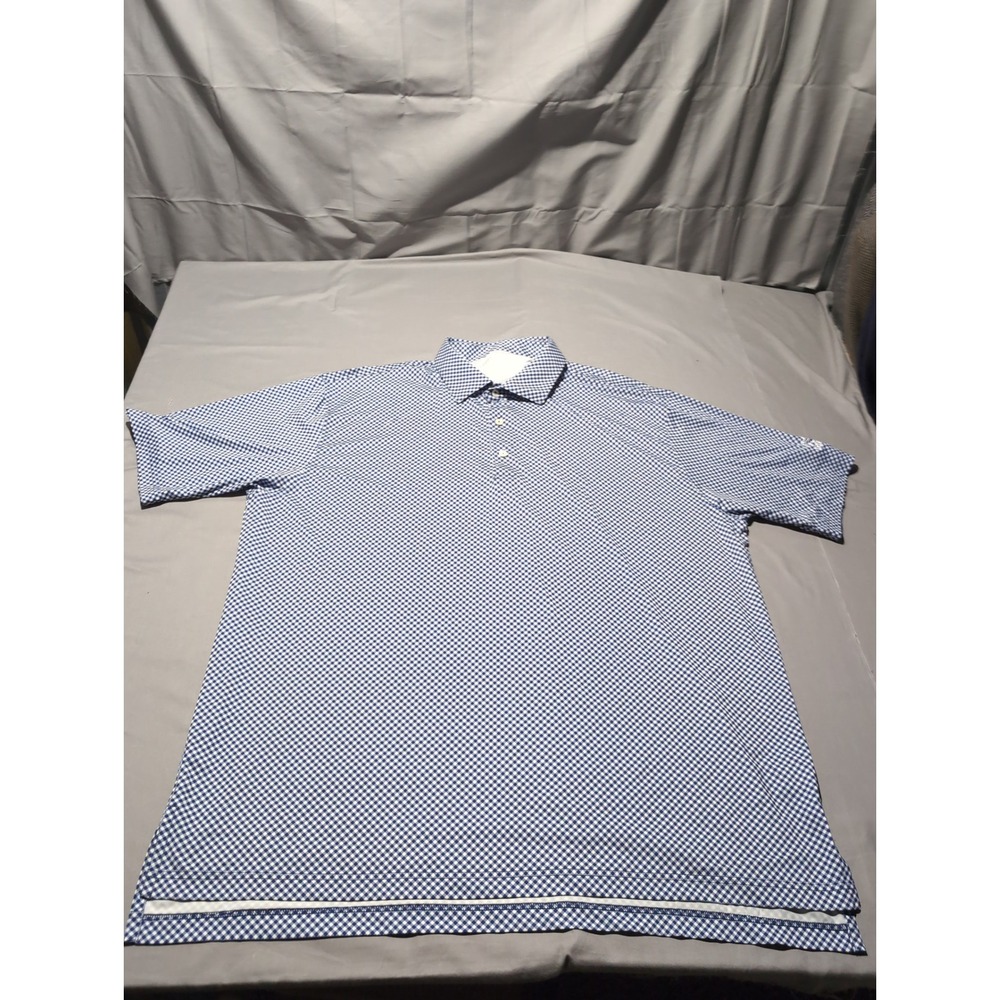Turtleson Crystal Tree Men's XXL Blue Gingham Golf Polo Shirt